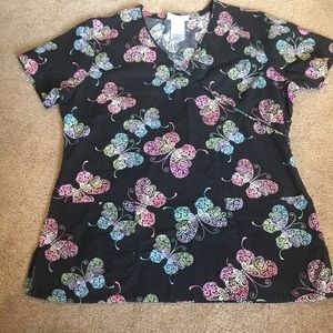 Beautiful butterfly scrub top!